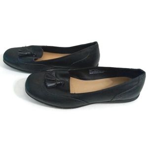 Comfortview Womens Black Tassel Slip-On Flat Ballet Loafers 11W Aster 44634